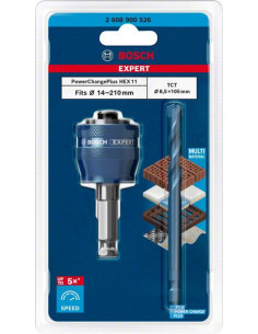 BOSCH EXPERT 2608900526 Adaptador EXPERT Power Change Plus de 11 mm para sierra de corona, broca TCT de 8,5 x 105 mm, 2 unidades 2