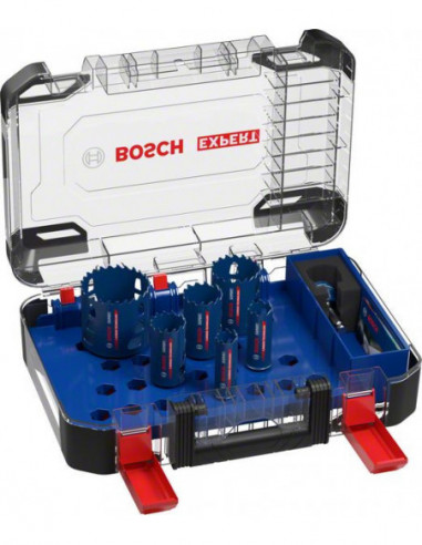 BOSCH EXPERT 2608900446 Set de sierra de corona EXPERT Tough Material de 22/25/35/40/51/68 mm, 9 unidades