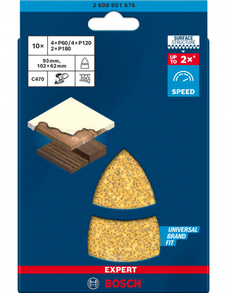 Hoja de lija EXPERT C470 de 102 x 62/93 mm, G 40, 50 unidades