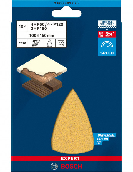 Set de hojas de lija EXPERT C470 de 100 x 150 mm G 60/120/180, 10 unidades