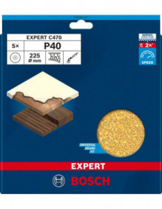 BOSCH EXPERT 2608901671 Hoja de lija EXPERT C470 de 225 mm, G 40, 5 unidades 2