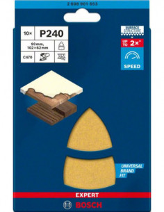 BOSCH EXPERT 2608901653 Hoja de lija EXPERT C470 de 102 x 62/93 mm, G 240, 10 unidades 2