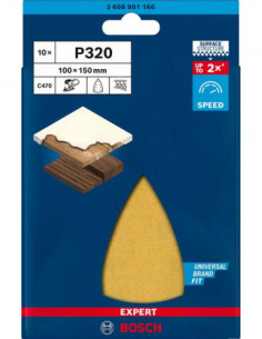 BOSCH EXPERT 2608901166 Papel de lija EXPERT C470 con 7 orificios para multilijadoras de 100 x 150 mm, G 320 10 unidades 2