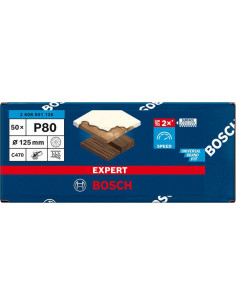 BOSCH EXPERT 2608901126 Papel de lija EXPERT C470 multiperforado para lijadoras excéntricas de 125 mm, G 80, 50 unidades 2