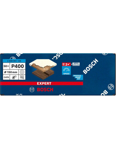 Papel de lija EXPERT C470 multiperforado para lijadoras excéntricas de 150 mm, G 400, 50 unidades