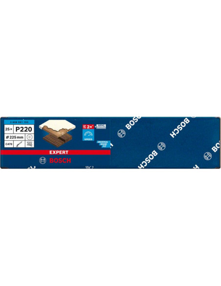 Papel de lija EXPERT C470 con 19 orificios para lijadoras de cartón-yeso de 225 mm, G 220, 25 unidades