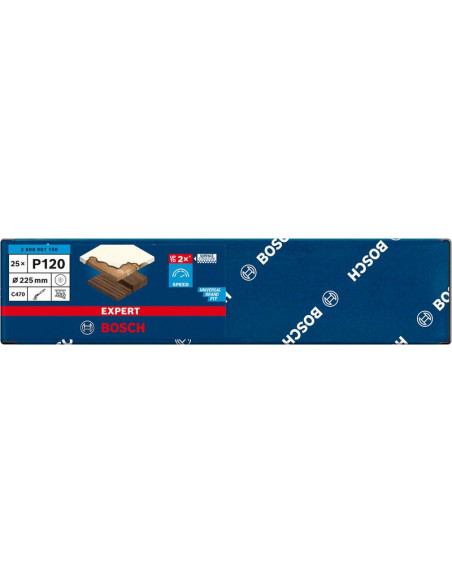 Papel de lija EXPERT C470 con 19 orificios para lijadoras de cartón-yeso de 225 mm, G 120, 25 unidades