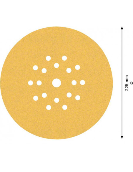 Papel de lija EXPERT C470 con 19 orificios para lijadoras de cartón-yeso de 225 mm, G 120, 25 unidades