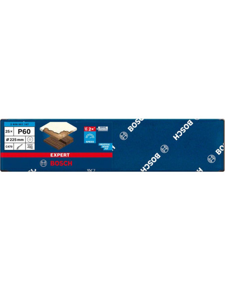 Papel de lija EXPERT C470 con 19 orificios para lijadoras de cartón-yeso de 225 mm, G 60, 25 unidades