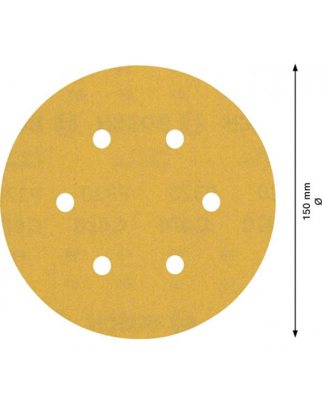Papel de lija EXPERT C470 con 6 orificios para lijadoras excéntricas de 150 mm, G 320, 50 unidades