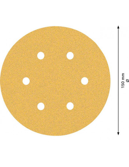 Papel de lija EXPERT C470 con 6 orificios para lijadoras excéntricas de 150 mm, G 80, 50 unidades