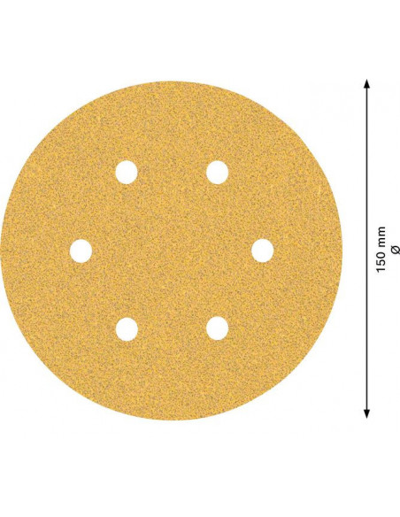 Papel de lija EXPERT C470 con 6 orificios para lijadoras excéntricas de 150 mm, G 60, 50 unidades