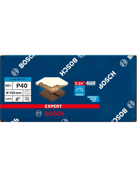 Papel de lija EXPERT C470 con 6 orificios para lijadoras excéntricas de 150 mm, G 40, 50 unidades