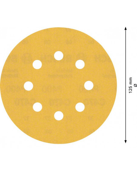 Papel de lija EXPERT C470 con 8 orificios para lijadoras excéntricas de 125 mm, G 400, 50 unidades