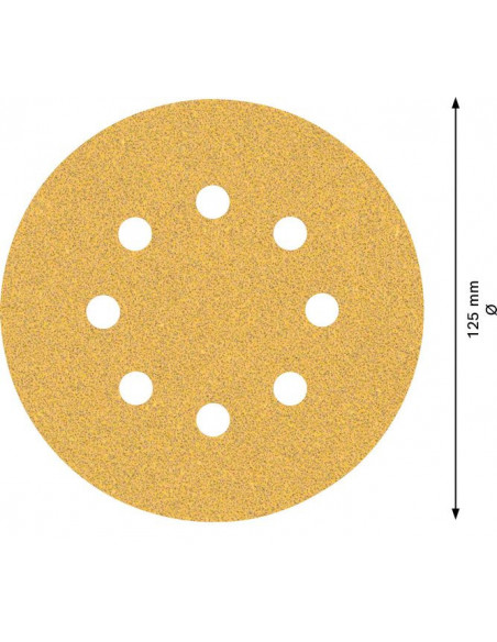 Papel de lija EXPERT C470 con 8 orificios para lijadoras excéntricas de 125 mm, G 60, 50 unidades