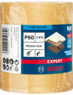 BOSCH EXPERT 2608900903 Rollo de papel de lija EXPERT C470 para lijado manual de 93 mm, 5 m, G 60 2