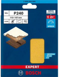 BOSCH EXPERT 2608900895 Papel de lija EXPERT C470 con 6 orificios para lijadoras orbitales 115 x 107 mm, G 240 10 unidades 2