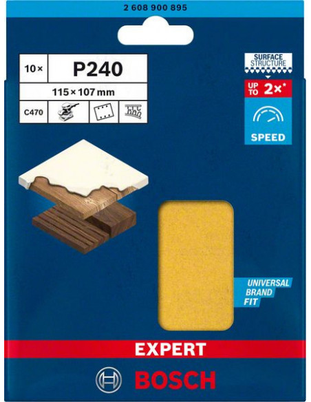Papel de lija EXPERT C470 con 6 orificios para lijadoras orbitales 115 x 107 mm, G 240 10 unidades