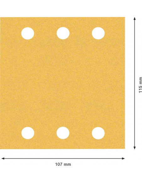 Papel de lija EXPERT C470 con 6 orificios para lijadoras orbitales 115 x 107 mm, G 120 10 unidades