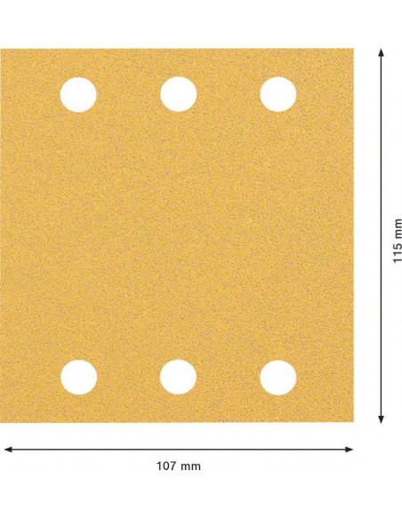 Papel de lija EXPERT C470 con 6 orificios para lijadoras orbitales 115 x 107 mm, G 80 10 unidades