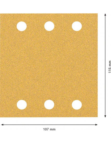 Papel de lija EXPERT C470 con 6 orificios para lijadoras orbitales 115 x 107 mm, G 60 10 unidades
