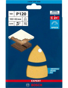 BOSCH EXPERT 2608900888 Papel de lija EXPERT C470 con 11 orificios para multilijadoras de 102 x 62 mm, 93 mm, G 120, 10 unidades 2