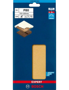BOSCH EXPERT 2608900862 Papel de lija EXPERT C470 con 14 orificios para lijadoras orbitales 115 x 230 mm, G 80 10 unidades 2