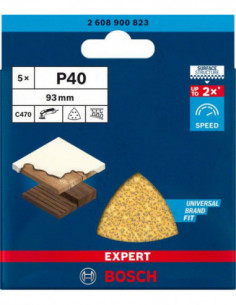 BOSCH EXPERT 2608900823 Papel de lija EXPERT C470 para lijadoras delta de 93 mm, G 40, 5 unidades 2