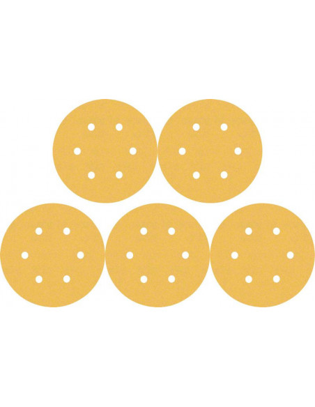 Papel de lija EXPERT C470 con 6 orificios para lijadoras excéntricas de 150 mm, G 180, 5 unidades
