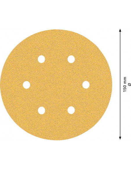 Papel de lija EXPERT C470 con 6 orificios para lijadoras excéntricas de 150 mm, G 80, 5 unidades