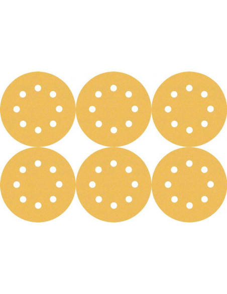Set de papel de lija EXPERT C470 para lijadoras excéntricas de 125 mm, 8 orificios, G 60/120/240 6 unidades