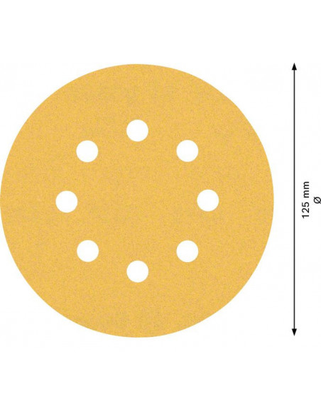 Papel de lija EXPERT C470 con 8 orificios para lijadoras excéntricas de 125 mm, G 120, 5 unidades