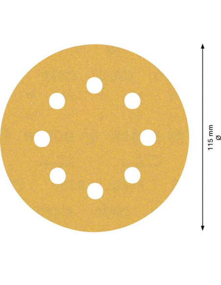 Papel de lija EXPERT C470 con 8 orificios para lijadoras excéntricas de 115 mm, G 180, 5 unidades