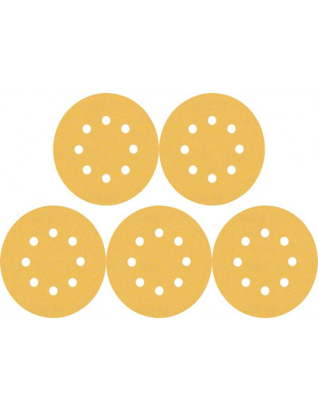 Papel de lija EXPERT C470 con 8 orificios para lijadoras excéntricas de 115 mm, G 180, 5 unidades