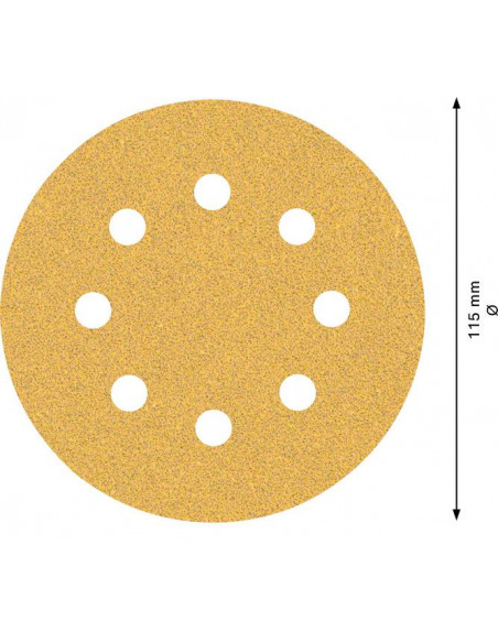 Papel de lija EXPERT C470 con 8 orificios para lijadoras excéntricas de 115 mm, G 60, 5 unidades
