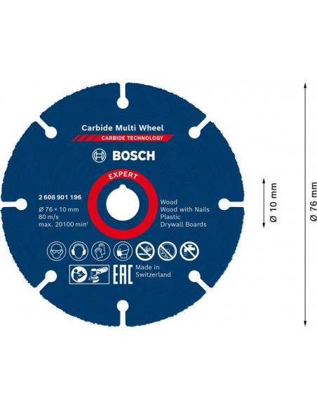 Disco de corte EXPERT Carbide Multi Wheel de 76 mm, 10 mm