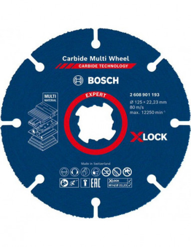 BOSCH EXPERT 2608901193 Disco de corte EXPERT Carbide Multi Wheel X-LOCK de 125 mm, 22,23 mm