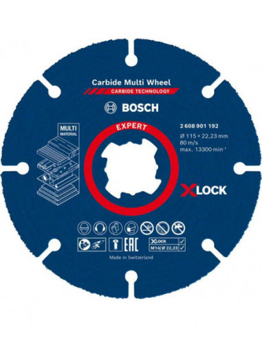 BOSCH EXPERT 2608901192 Disco de corte EXPERT Carbide Multi Wheel X-LOCK de 115 mm, 22,23 mm