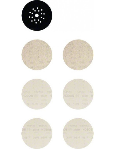 Set de mallas de lija EXPERT M480 de 225 mm, G 80/120/180/protector de plato, 7 unidades
