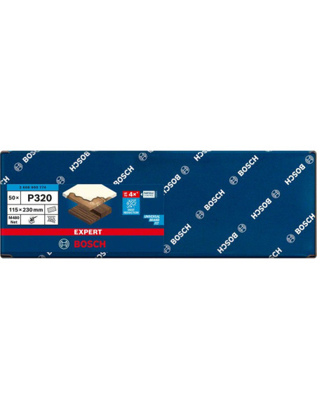 Malla de lija EXPERT M480 para lijadoras orbitales de 115 x 230 mm, G 320, 50 unidades