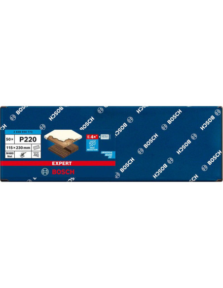 Malla de lija EXPERT M480 para lijadoras orbitales de 115 x 230 mm, G 220, 50 unidades
