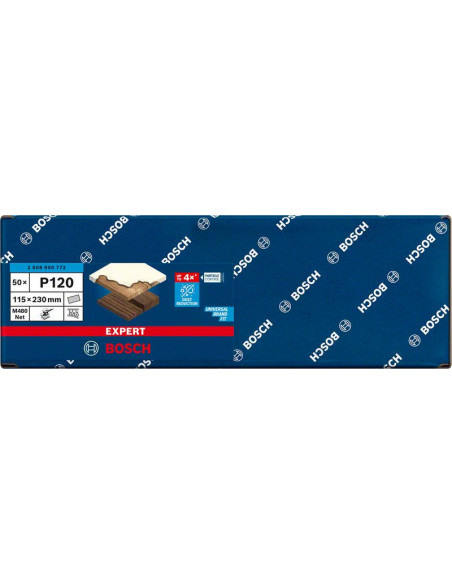 Malla de lija EXPERT M480 para lijadoras orbitales de 115 x 230 mm, G 120, 50 unidades
