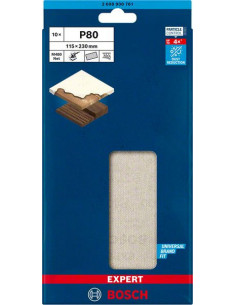 BOSCH EXPERT 2608900761 Malla de lija EXPERT M480 para lijadoras orbitales de 115 x 230 mm, G 80, 10 unidades 2