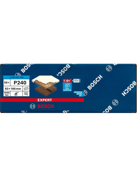 Malla de lija EXPERT M480 para lijadoras orbitales de 93 x 186 mm, G 240, 50 unidades