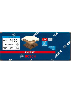 BOSCH EXPERT 2608900700 Malla de lija EXPERT M480 para lijadoras excéntricas de 150 mm, G 120, 50 unidades 2