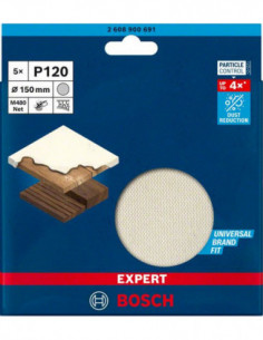 BOSCH EXPERT 2608900691 Malla de lija EXPERT M480 para lijadoras excéntricas de 150 mm, G 120, 5 unidades 2