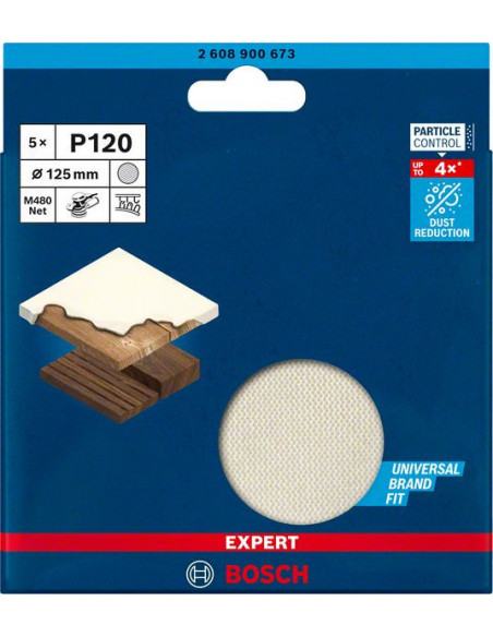 Malla de lija EXPERT M480 para lijadoras excéntricas de 125 mm, G 120, 5 unidades