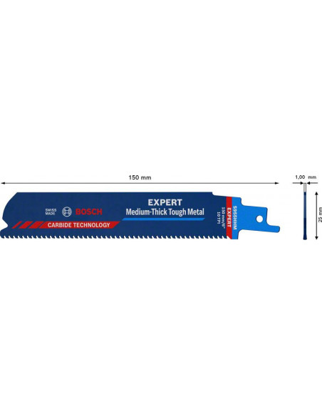 Hoja de sierra sable EXPERT ‘Medium-Thick Tough Metal’ S 955 HHM, 1 unidad