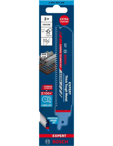 Hoja de sierra sable EXPERT 'Thick Tough Metal' S 955 CHC, 3 unidades