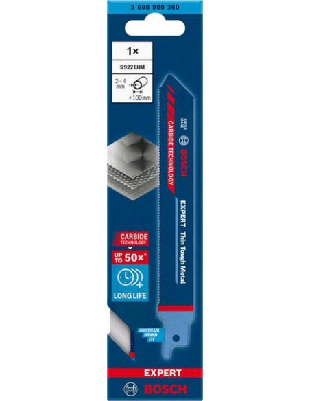 Hoja de sierra sable EXPERT 'Thin Tough Metal' S 922 EHM, 1 unidad